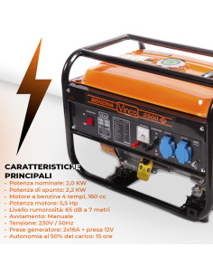 Generatore Corrente VINCO 4T Benzina 2,2KW 60128... 2