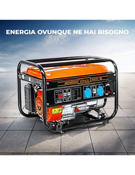 Generatore Corrente VINCO 4T Benzina 2,2KW 60128 Avviamento Manuale Scheda AVR
