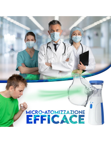 Kit 2pz Aerosol Portatile Silenzioso Ricaricabile Ultrasuoni con Mascherine
