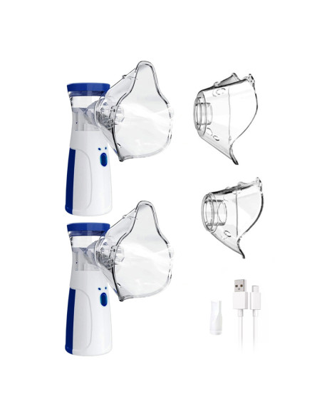 Kit 2pz Aerosol Portatile Silenzioso Ricaricabile Ultrasuoni con Mascherine