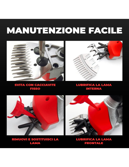 Tosatrice per Pecore Doppia Batteria 48V Ricaricabile Kit Acessori e Valigetta