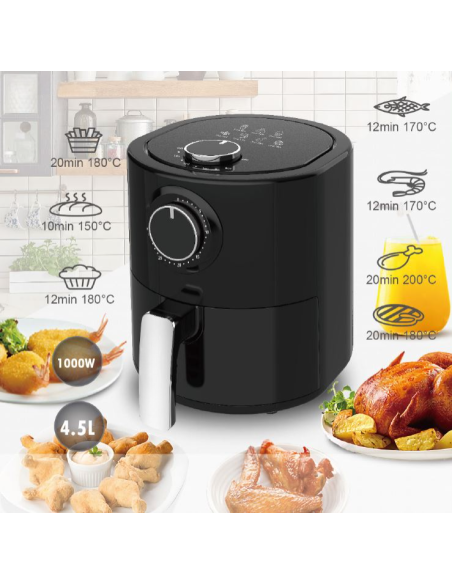 Friggitrice ad Aria 1000W capacità 4.5lt con Cestello Temperatura Regolabile