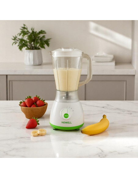 Frullatore con Bicchiere HOWELL 350W Capacità 1.5lt 4 Velocità e Lame in Acciaio