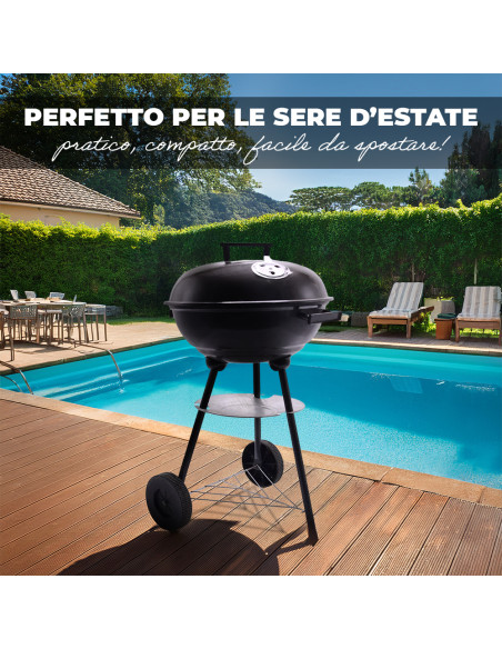 Barbecue Tondo Enrico Coveri Tondo BBQ Carbonella Coperchio Struttura in Metallo