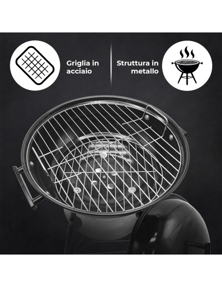 Barbecue Tondo Enrico Coveri Tondo BBQ Carbonella Coperchio Struttura in Metallo
