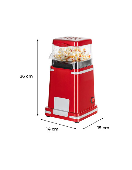 Macchina per Popcorn 1200W ad Aria Calda Rosso con Dosatore Popcorn in 3 Minuti