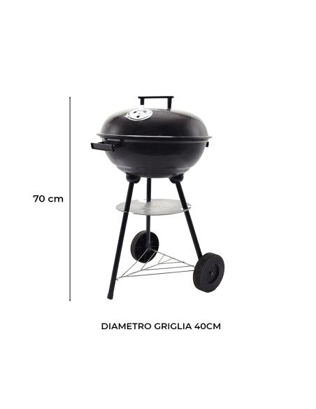 Barbecue Tondo Enrico Coveri Tondo BBQ Carbonella Coperchio Struttura in Metallo