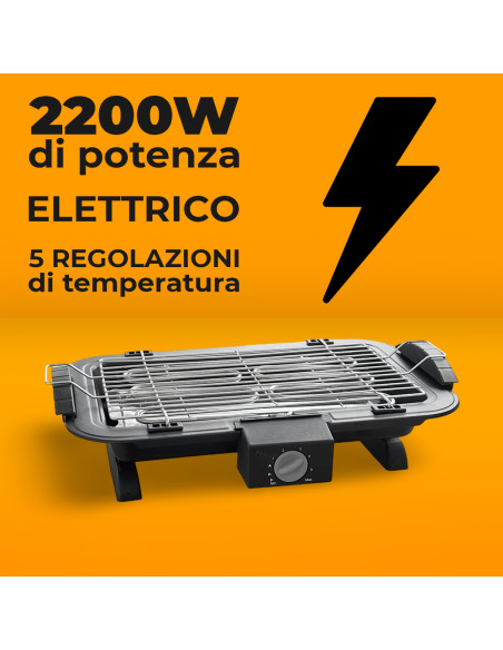 Barbecue Elettrico da Tavolo 2200W BBQ Portatile Griglia Temperatura Regolabile