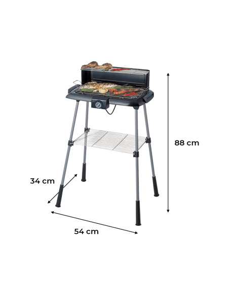 Barbecue Elettrico 2200W BBQ con Struttura H88cm Griglia Temperatura Regolabile