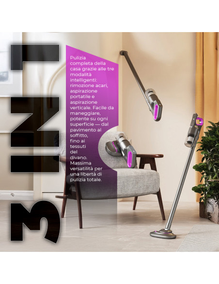 Aspirapolvere Cordless Portatile Wireless 120w Filtro HEPA con Aspirabriciole