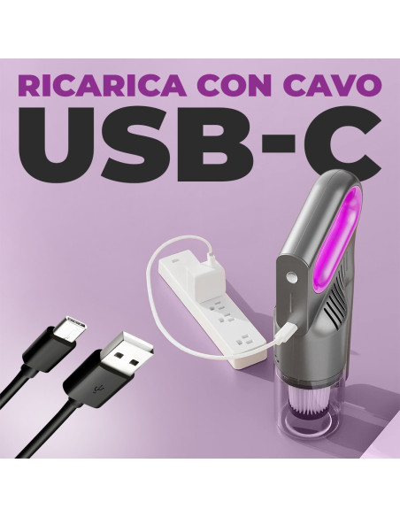 Aspirapolvere Cordless Portatile Wireless 120w Filtro HEPA con Aspirabriciole