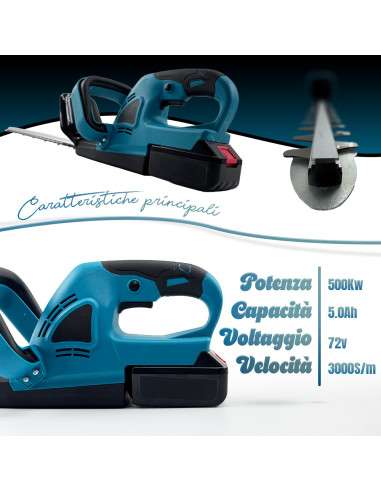 Tagliasiepi Elettrico Cordless Senza Fili 600W...