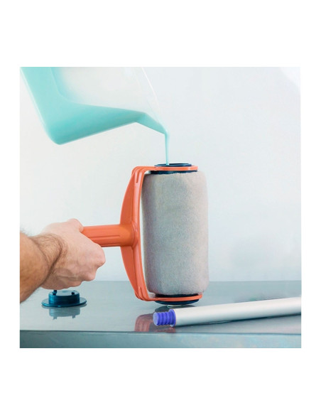 2pz Rullo pittura anti goccia con serbatoio ricaricabile e manico estensibile