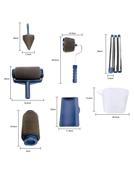 2pz Rullo pittura anti goccia con serbatoio ricaricabile e manico estensibile