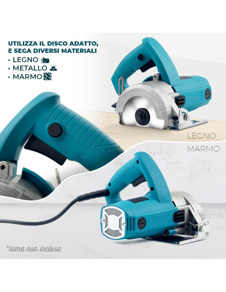 Sega Circolare Manuale 1250W Taglio 110mm Sega Elettrica Legno Marmo Ceramica