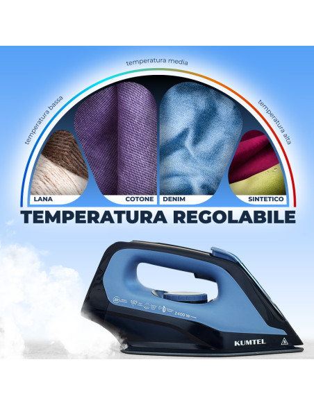 Ferro da Stiro a Vapore con Caldaia 2400W Capacità 1.5lt con Piastra in Ceramica