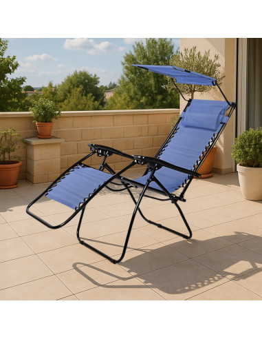 Sedia A Sdraio Con Cuscino Zero Gravity Reclinabile In Acciaio Poltrona Ideale Per Esterno E Giardino Blu 87233507