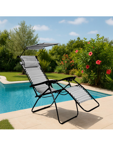 Sedia Sdraio Gravità Zero Pieghevole Tettuccio...