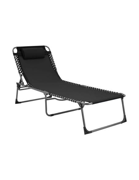 Lettino Prendisole Textilene Design Cordonato Richiudibile Schienale Reclinabile