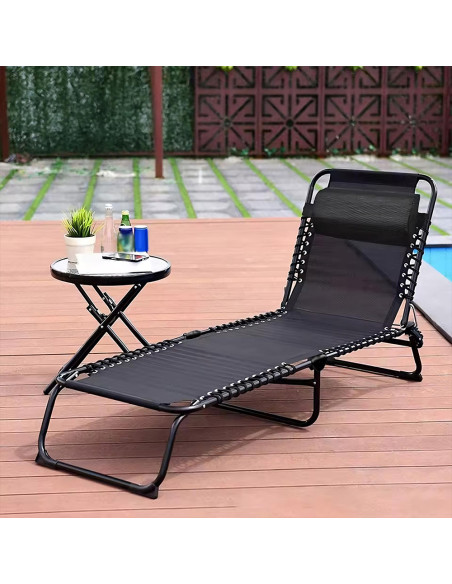 Lettino Prendisole Textilene Design Cordonato Richiudibile Schienale Reclinabile