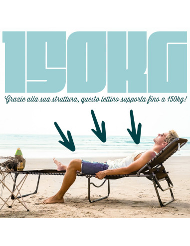 Lettino Prendisole Textilene Design Cordonato...