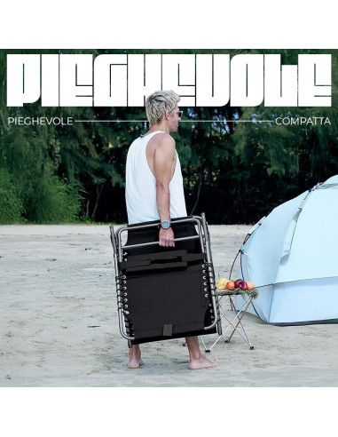 Lettino Prendisole Textilene Design Cordonato...