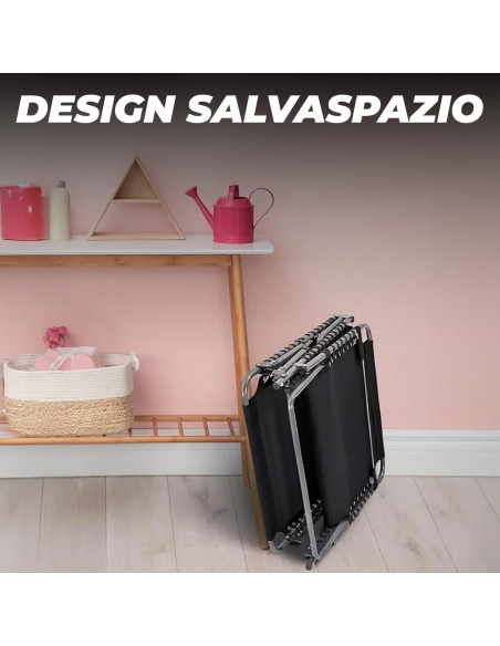 Lettino Prendisole Textilene Design Cordonato Richiudibile Schienale Reclinabile