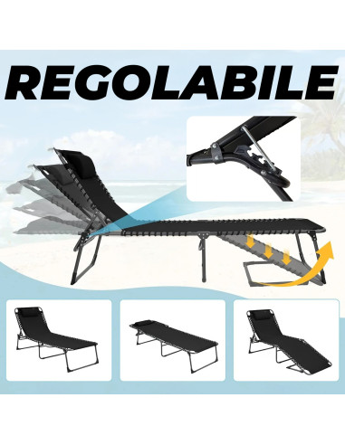 Lettino Prendisole Textilene Design Cordonato...