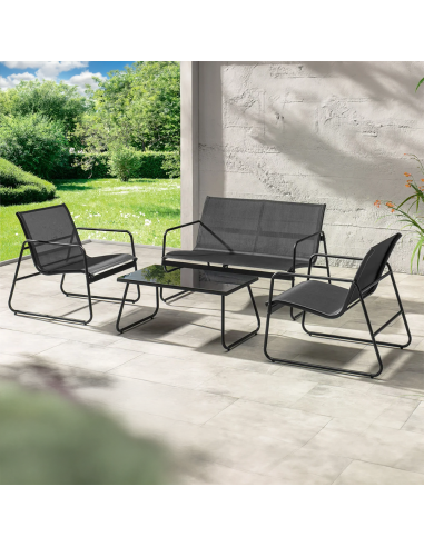 Set Giardino Zanzibar NERO Salotto 4pz da...