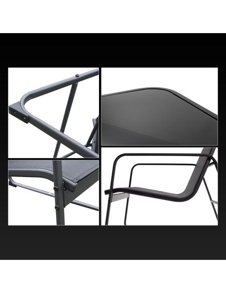 Set Giardino Zanzibar NERO Salotto 4pz da Esterno Divano 2 Poltrone e Tavolino