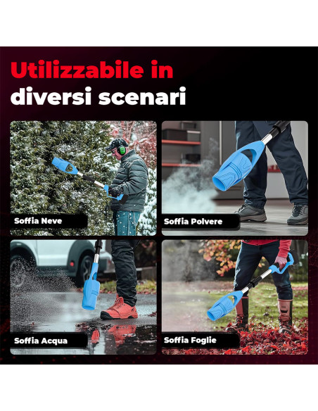 Soffiatore Wireless Batteria 24V Portatile Richiudibile da Giardino per Foglie