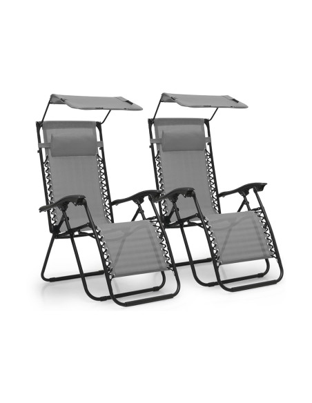 2pz Sedia Sdraio Gravità Zero Pieghevole Reclinabile con Tettuccio Parasole