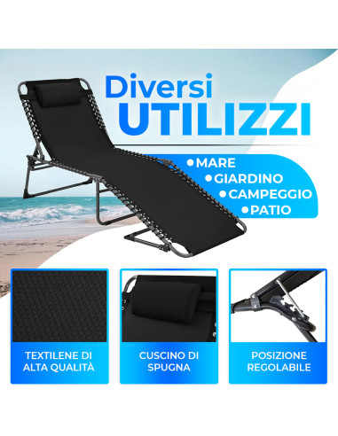 Lettino Prendisole Textilene Design Cordonato...