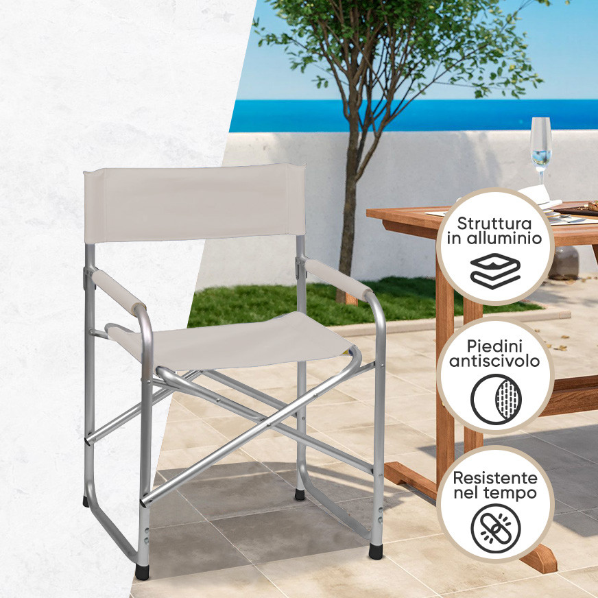 Set 2pz Sedia Regista in Alluminio e Textilene Pieghevole da Campeggio 82x57x55 - Foto 30 di 32