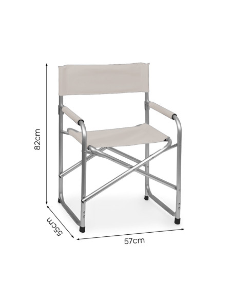 Set 2pz Sedia Regista in Alluminio e Textilene Pieghevole da Campeggio 82x57x55