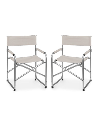 Set 2pz Sedia Regista in Alluminio e Textilene Pieghevole da Campeggio 82x57x55