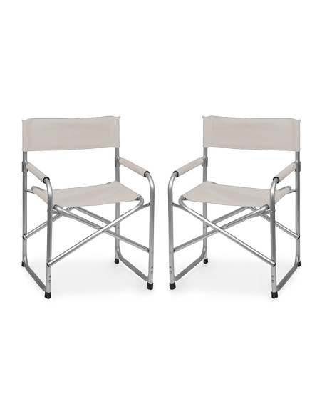 Set 2pz Sedia Regista in Alluminio e Textilene Pieghevole da Campeggio 82x57x55