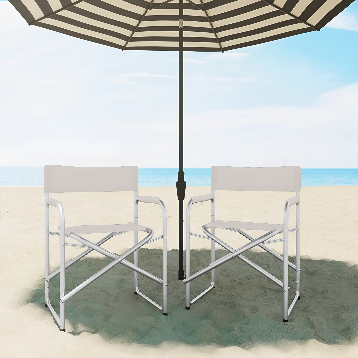 Set 2pz Sedia Regista in Alluminio e Textilene Pieghevole da Campeggio 82x57x55 - Foto 31 di 32