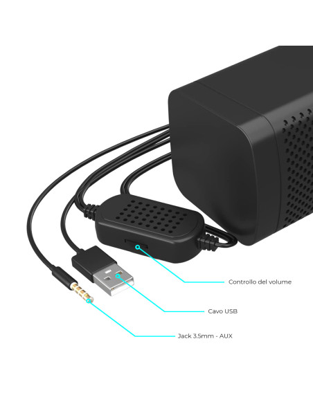 Cassa Audio PC Altoparlante Scrivania RGB Soundbar Computer Laptop Jack e USB