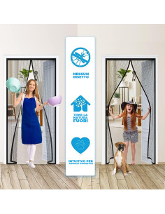 2pz Zanzariera Chiusura Magnetica Calamita 140x245 per Casa Campeggio Finestre