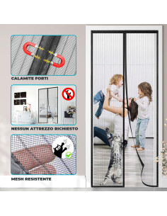 2pz Zanzariera Chiusura Magnetica Calamita 140x245 per Casa Campeggio Finestre