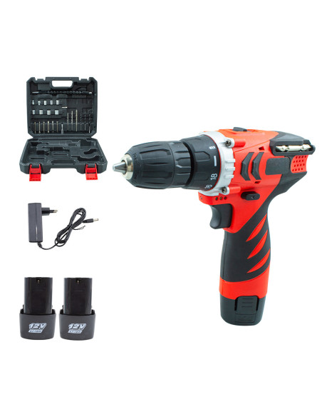 Trapano Avvitatore Doppia Batteria 12V Senza Fili con Valigetta e Accessori