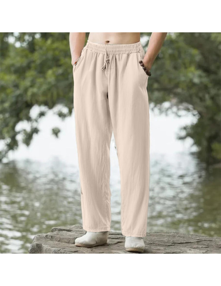 2x Pantalone da Uomo PRAGA con Lacci Modello Elastico Comodo Casual Tinta Unita