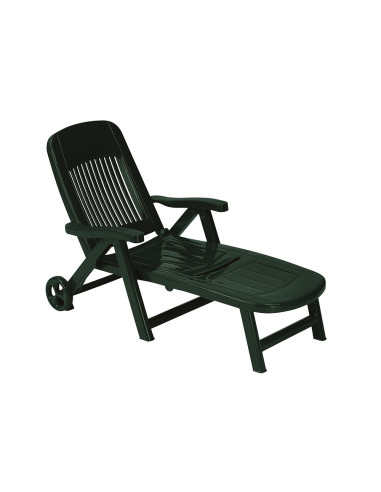 Lettino Prendisole CALIFORNIA Ruote Posteriori Schienale Reclinabile da Esterno Verde