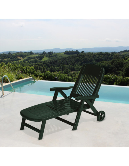 Lettino Prendisole CALIFORNIA Ruote Posteriori Schienale Reclinabile da Esterno
