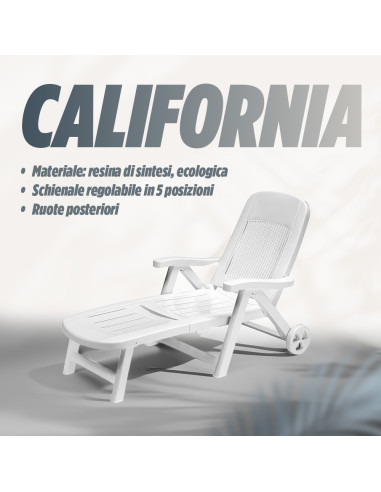 Lettino Prendisole CALIFORNIA Ruote Posteriori...