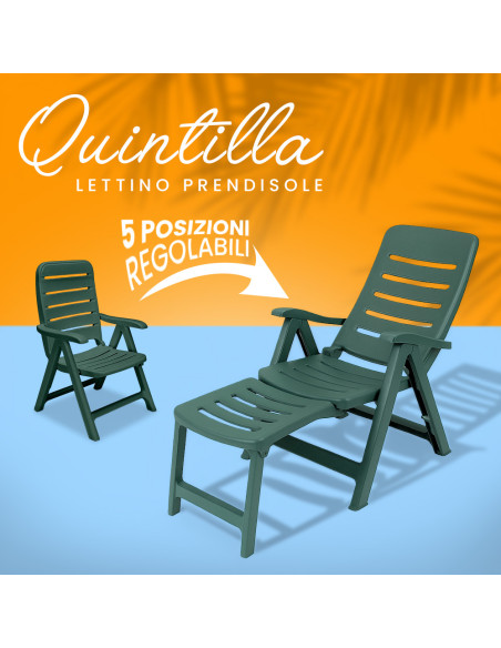 Lettino Prendisole QUINTILLA con Prolunga Resina Schienale Reclinabile Esterno