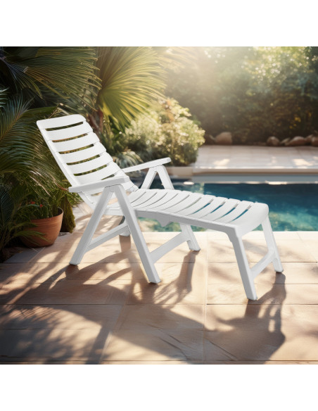 Lettino Prendisole CLEOPATRA con Prolunga Resina Schienale Reclinabile Esterno
