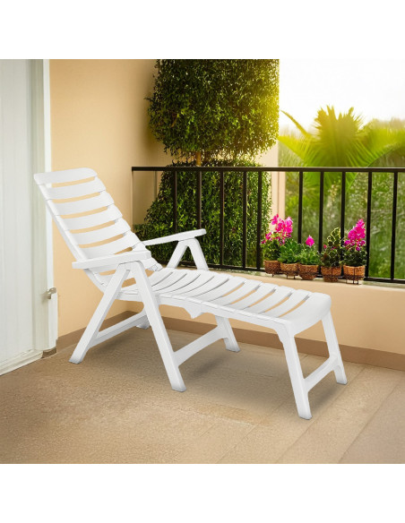 Lettino Prendisole CLEOPATRA con Prolunga Resina Schienale Reclinabile Esterno