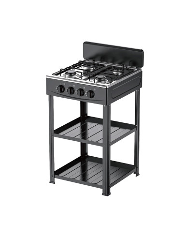 Fornello Gas Naturale Cucinotto Piano Cottura 4 Fuochi Lega Alluminio 2 Ripiani